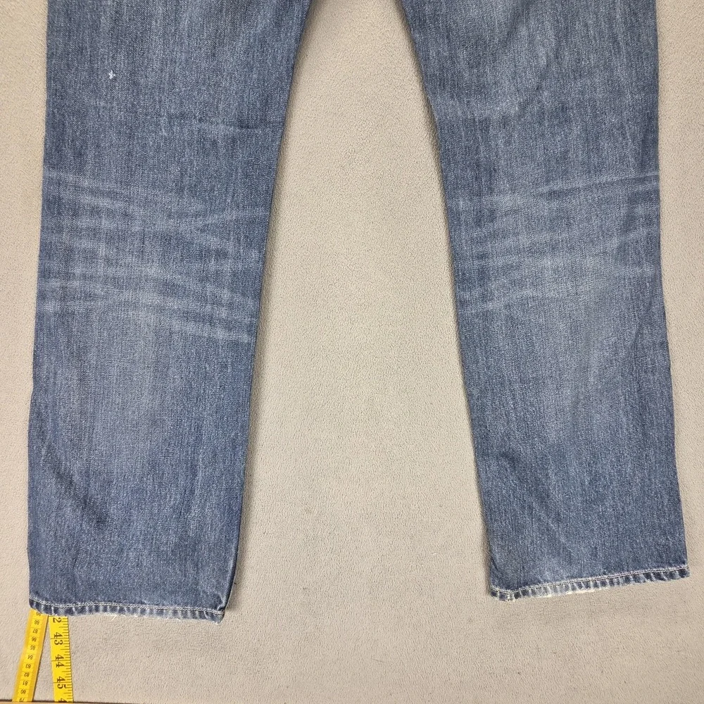 Diesel Jeans Mens 33x32 Blue Larkee Regular Straight Distressed Button Fly 008B4